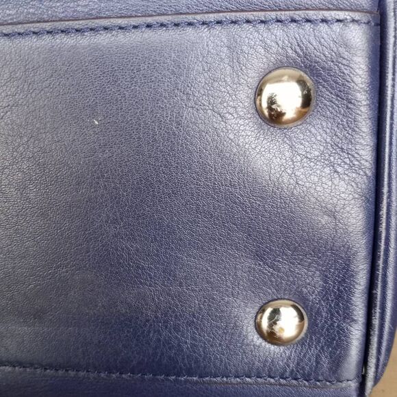Coach VINTAGE Y2K Legacy Perforated Navy Blue & Bright Citrine Accents Tote Shou - Picture 13 of 16
